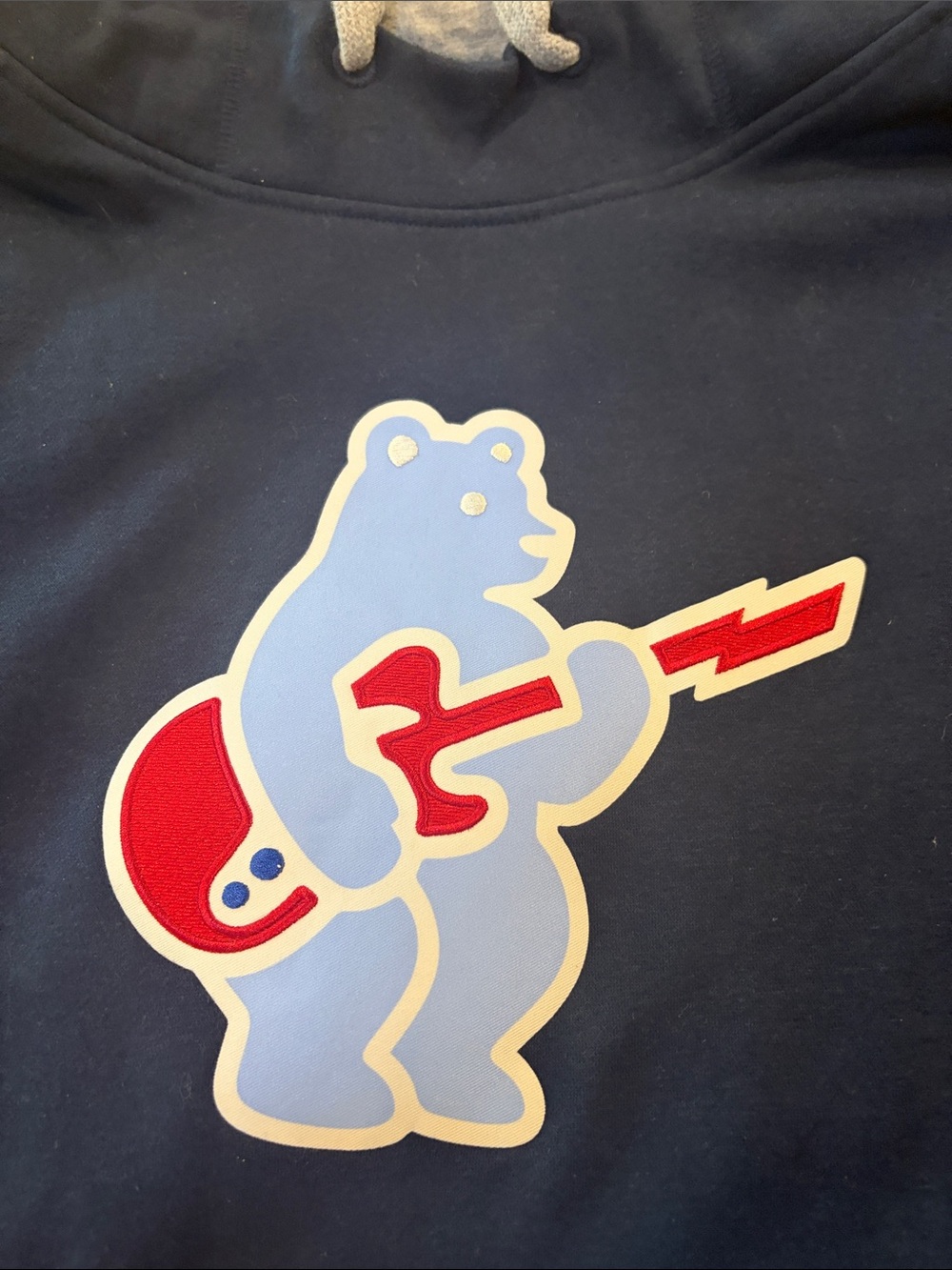 3XL Antigua Blues Rock Bear Chicago Cubs  Navy Blue Pullover Hooded Sweatshirt